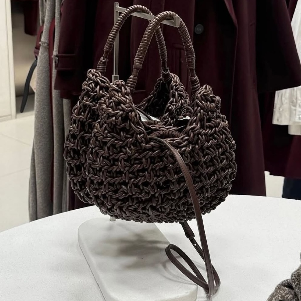 Zara NWT brown woven bag